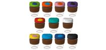 12oz/340ml Glass Karma Kup Cork Band Plastic Flip Lid