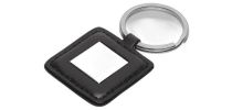 Keyring Square Metal Leather Look