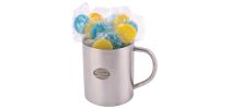 Corporate Colour Lollipops in Double Wall Stainless Steel Barrel Mug