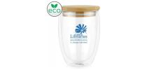 Amiens Double Wall Coffee Cup Glass 350ml - with Bamboo Lid