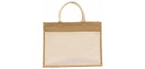 Laminated Jute Beach Bag With Cotton Handles And Front Pocket