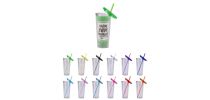 24oz Plastic Cups with Lids & Straws