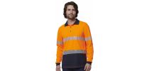 Mens Long Sleeve Hi Vis Taped Polo