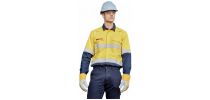 Mens Orange Flame Lightweight Ripstop Spliced Shirt - Hoop Taped,CLOTHING/Shirts/Long Sleeve Shirts