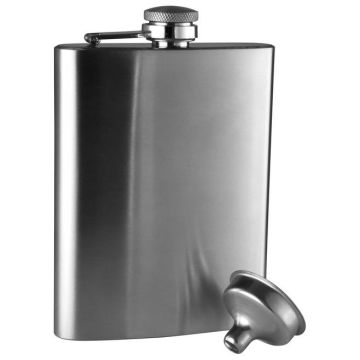 Classic Hip Flask With Funnel - Satin  AVANTI