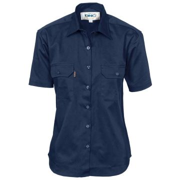 Ladies Cotton Drill Work Shirt - Short Sleeve