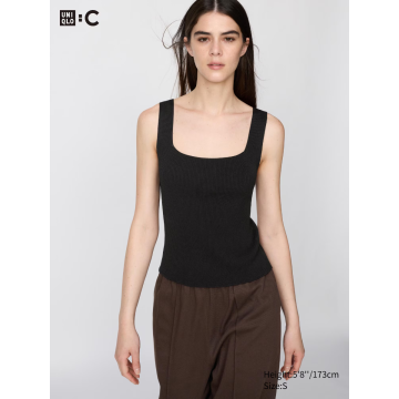 C 3D Knit Ribbed Square Neck Sweater UNIQLO