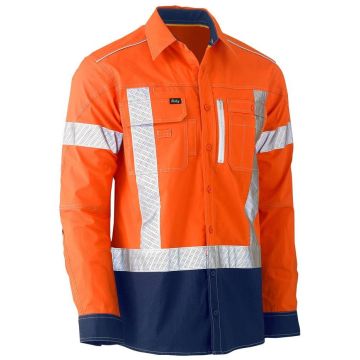 Flx & Move X Taped Hi Vis Utility Active Fit Shirt - Orange/Navy