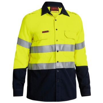 TenCate Tecasafe® Plus 580 Taped Hi Vis Lightweight FR Vented Shirt - Yellow/Navy