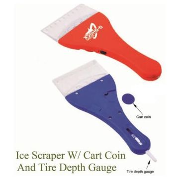 Ice Scrapper with Cart Coin and Tyre Depth Gauge