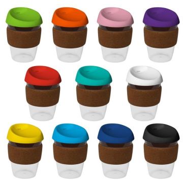 12oz/340ml Clear Plastic Karma Kup Cork Band Silicon Lid