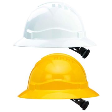 V6 Hard Hat Unvented Full Brim Ratchet Harness - White