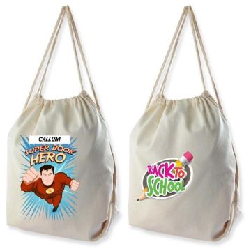 Calico Drawstring Library Backpack
