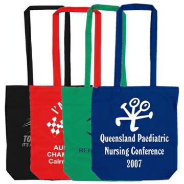 Coloured Cotton Double Long Handle Conference Bag - 140Gsm