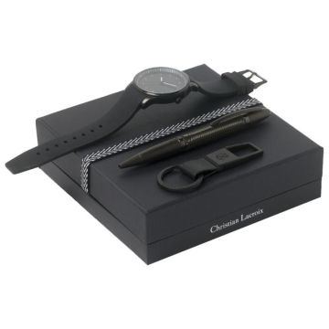 Set Christian Lacroix Black (Premium ballpoint Pen, Key Ring & Watch)