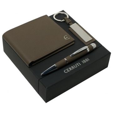 Set Cerruti 1881 Taupe (ballpoint Pen, Key Ring & Wallet)