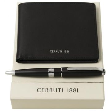 Set Cerruti 1881 Black (ballpoint Pen & Leather Wallet)