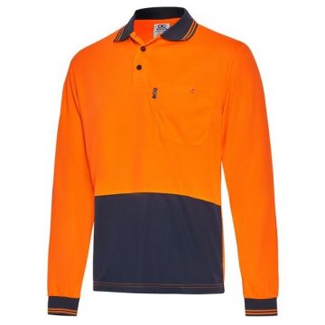 Hi-Vis Two Tone Long Sleeve Cool Breathe Safety Polo
