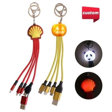 Custom Shape Light Up Charging Cable with Keyring