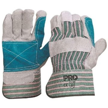 Green/Grey Stripe Heavy Duty Cow Split Glove
