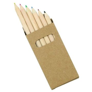 Half Pencils Colouring 6 Pack Natural Wood