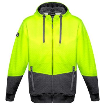 Unisex Hi Vis Textured Jacquard Full Zip Hoodie