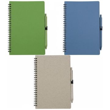 Wheat straw notebook with pen Massimo