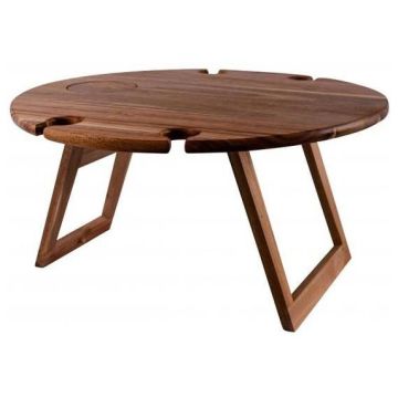 Folding Picnic Table Large Round Acacia
