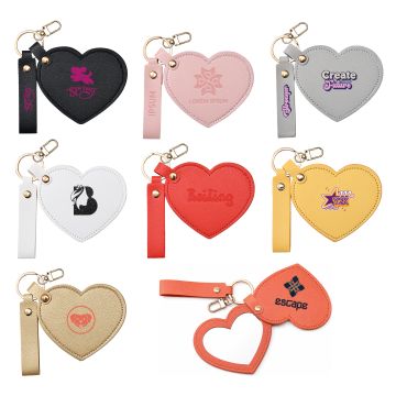 Heart-Shaped Compact Mirror with Keychain