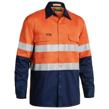 Taped Hi Vis Industrial Cool Vented Shirt - Orange/Navy