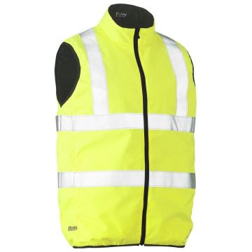 Taped Hi Vis Reversible Puffer Vest - Yellow