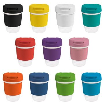 12oz/340ml Clear Plastic Karma Kup With Plastic Flip Lid