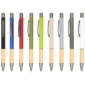 Aluminum Metal Pen With Bamboo Grip