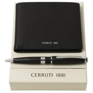 Set Cerruti 1881 Black (ballpoint Pen & Leather Wallet)