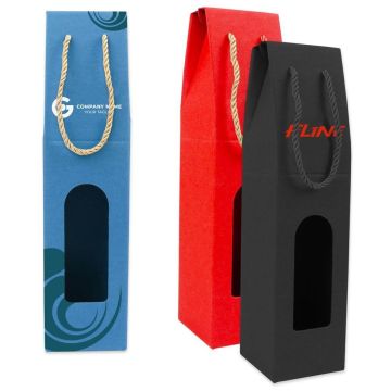 Single Bottle Wine Box with Rope Handle