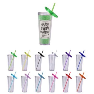 24oz Plastic Cups with Lids & Straws