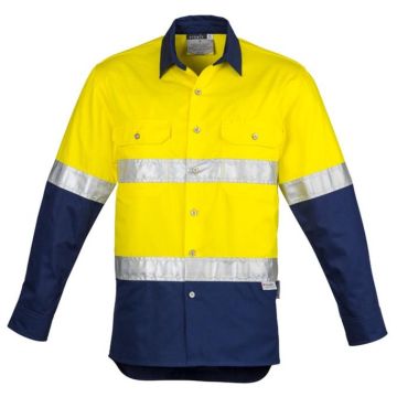 Mens Hi Vis Spliced Industrial Shirt - Hoop Taped