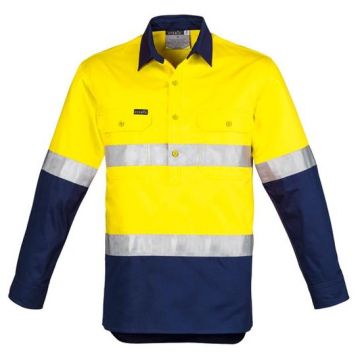 Mens Hi Vis Closed Front L/S Shirt - Hoop Taped