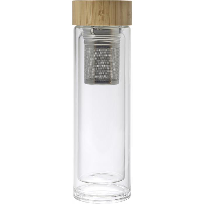 Bamboo and glass double walled bottle Vicente