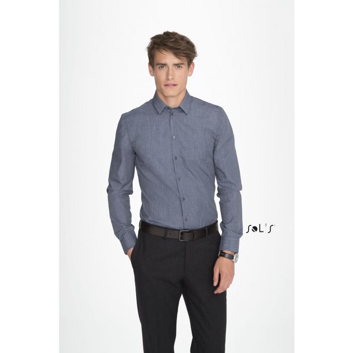 Barnet Men's - Long Sleeve Heather Poplin Shirt
