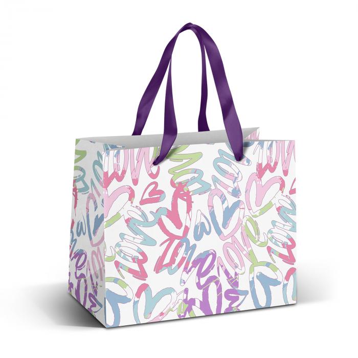  Medium Ribbon Handle Paper Bag - Full Colour
