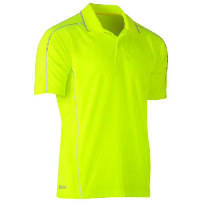 Cool Mesh Polo with Reflective Piping - Yellow
