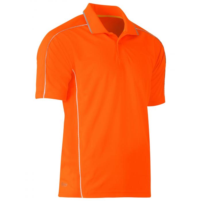 Cool Mesh Polo with Reflective Piping - Orange