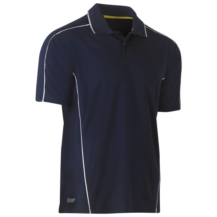 Cool Mesh Polo with Reflective Piping - Navy