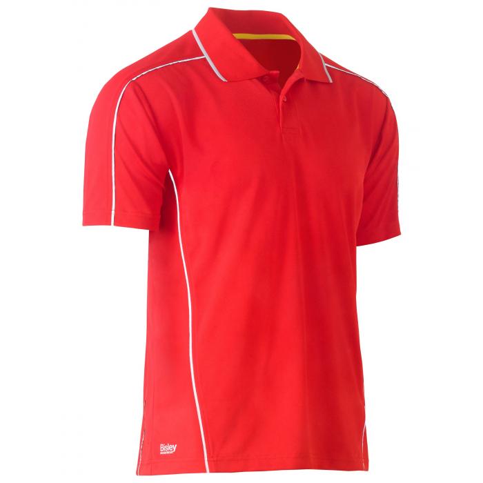 Cool Mesh Polo with Reflective Piping - Red