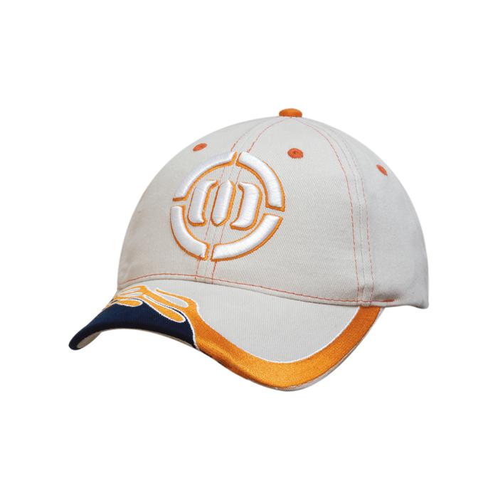Brushed Heavy Cotton Cap with Blaze Embroidery on Peak and Contrasting Stitching