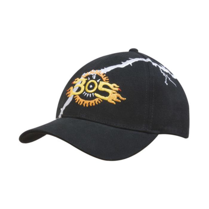 Brushed Heavy Cotton Cap with Lightening Bolt Embroidery