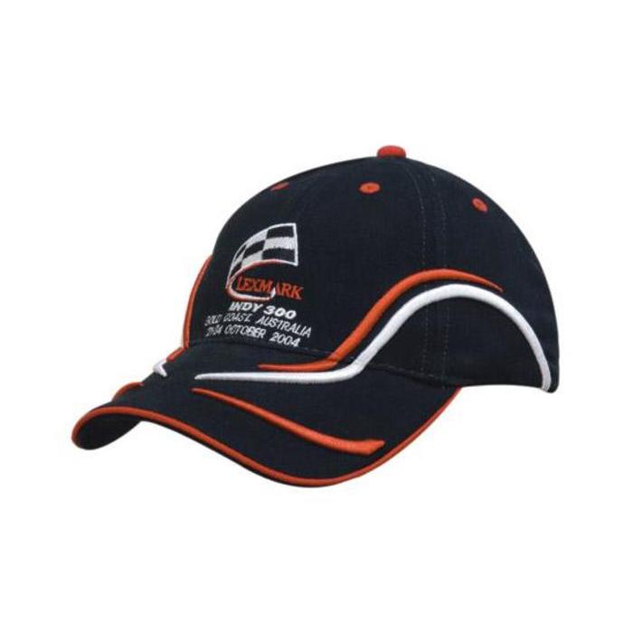 Brushed Heavy Cotton Cap with Running Line Embroidery on Peak and Crown