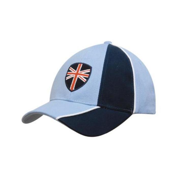 Brushed Heavy Cotton Cap with Peak and Crown Indent and Contrasting Piping