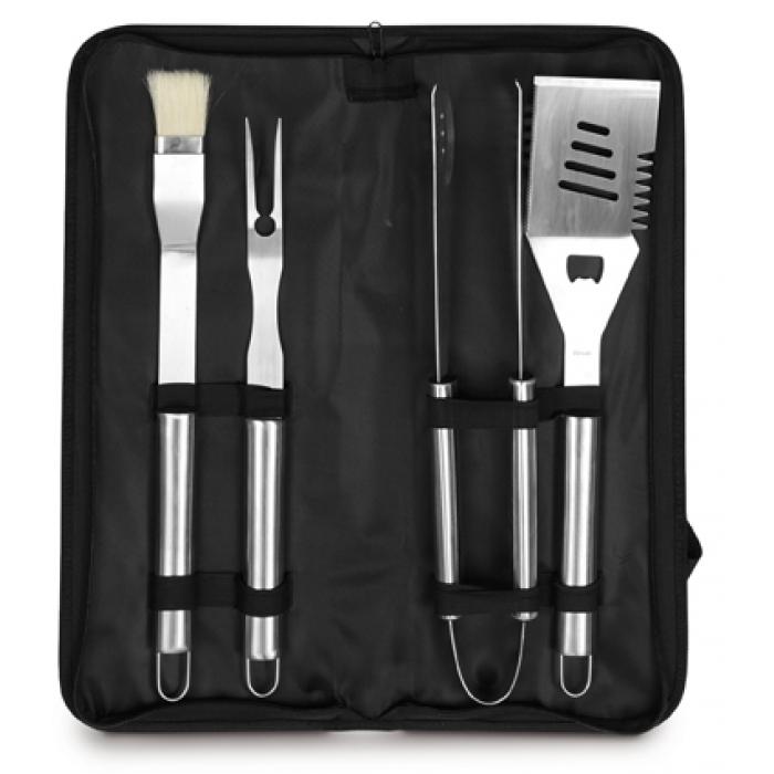 Four Piece Barbecue Set In A Nylon Carry Bag